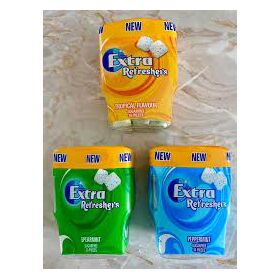 Combo of 3 Extra Refreshers Peppermint, Spearmint and Bubblemints  Sugar Free Chewing Gum Bottle 30pcs, 67Gms each