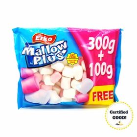 Erko Mallow Plus Jumbo BBQ Marshmallow Gluten & Fat Free(Halal), 400g