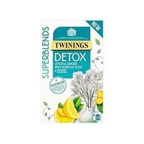 Twinings Detox Superblends Lemon & Ginger with Burdock Root & Fennel Tea 20 Tea Bag, 40g