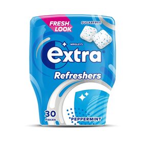 Extra Refreshers Peppermint Sugar Free Chewing Gum Bottle 30pcs, 67Gms