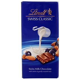Lindt Swiss Milk with Raisins, Roasted Hazelnuts & Almonds 100g