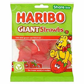 Haribo Giant (Strawbs) Strawberry Shape Gummy Candy, 140g