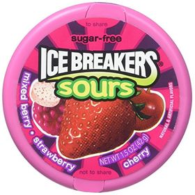 Ice Breakers Sours Sugar Free Candy With Flavour Crystals - Strawberry Mixed Berry, 42g (Pack Of 8)