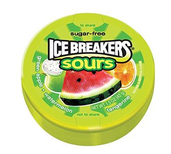 Ice Breakers Sours Sugar Free Candy With Flavour Crystals - Watermelon & Green Apple, 42g (Pack Of 2)