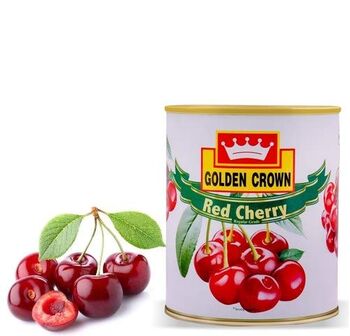 Bakers King Golden Crown Red Cherry Regular with Stem Fruit Canned (840 gm, Pack of 1 )