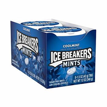 Ice Breakers Mints, Coolmint, Sugar-Free, 1.5 Oz Container (Pack of 8)