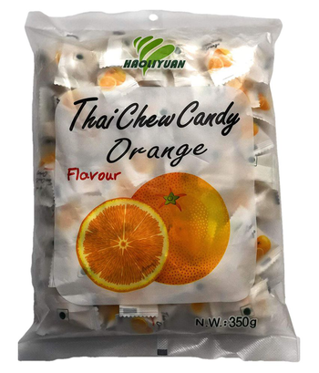 Thai Chew Orange Toffee Gummy Milk Fruit Candy 360G (100 Pieces)